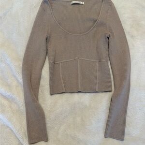 Abercrombie & Fitch Taupe Ribbed Top